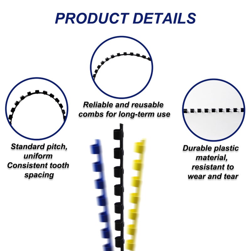 Rayson CR-8-100-M Plastic Binding Combs 5/16in. 21-Ring, 40-Sheet Capacity, Colorful Comb Binding Spines, Max. Binding A4 Size Paper (8.3"Ã—11.7"), Box of 100 - Image 4